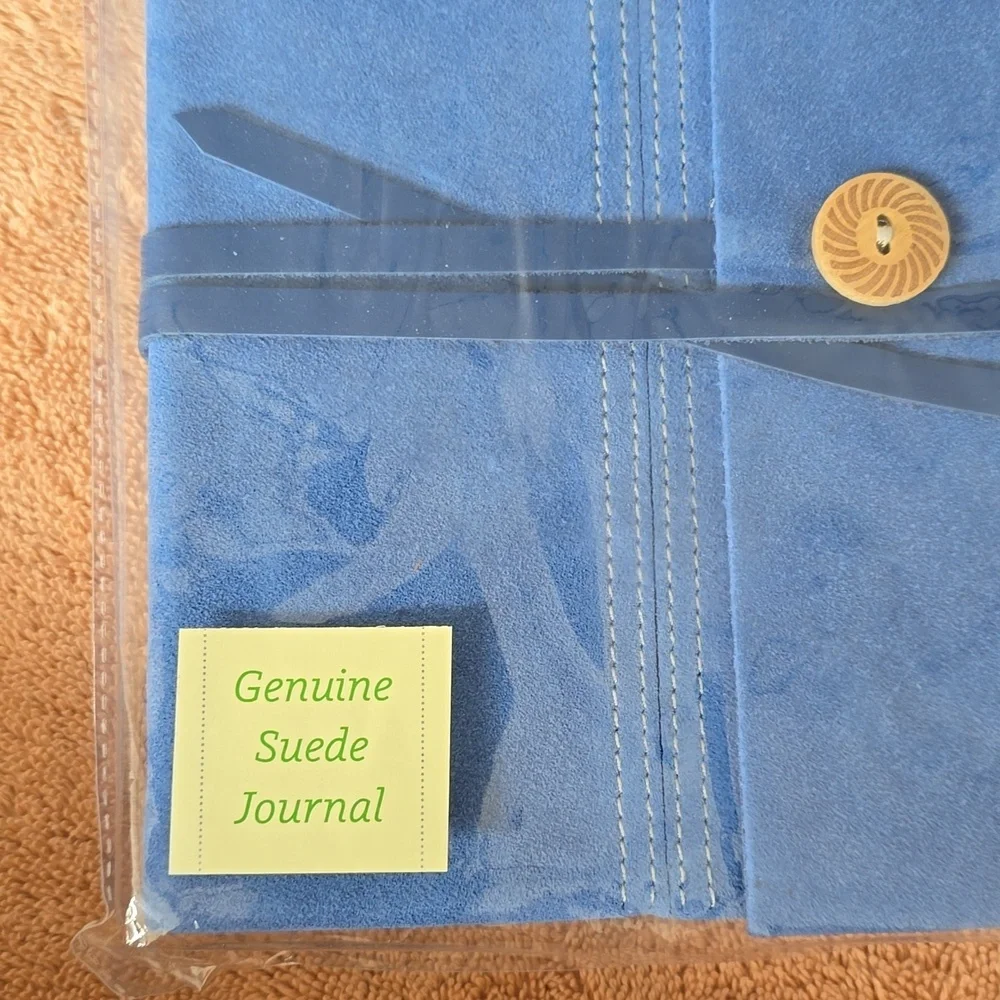 HANDSTITCHED BLUE SUEDE JOURNAL, SIZE 8